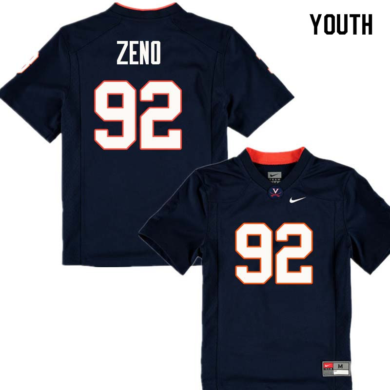 Youth #92 Davion Zeno Virginia Cavaliers College Football Jerseys Sale-Navy - Click Image to Close
